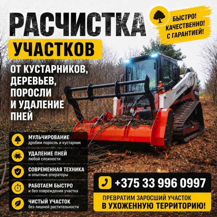 Аренда (Услуги) Мини погрузчика, мульчер, фото 1