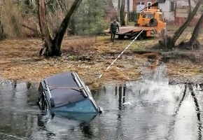 В Лидском районе Renault угодил в реку. Погибло животное