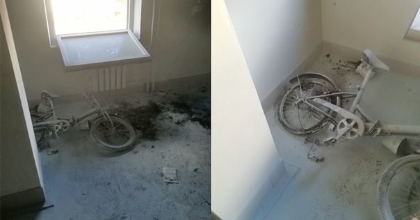 В подъезде многоэтажки в Лиде горел велосипед. Предполагается поджог