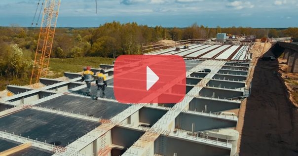 Текущее строительство моста через Неман запечатлели с дрона